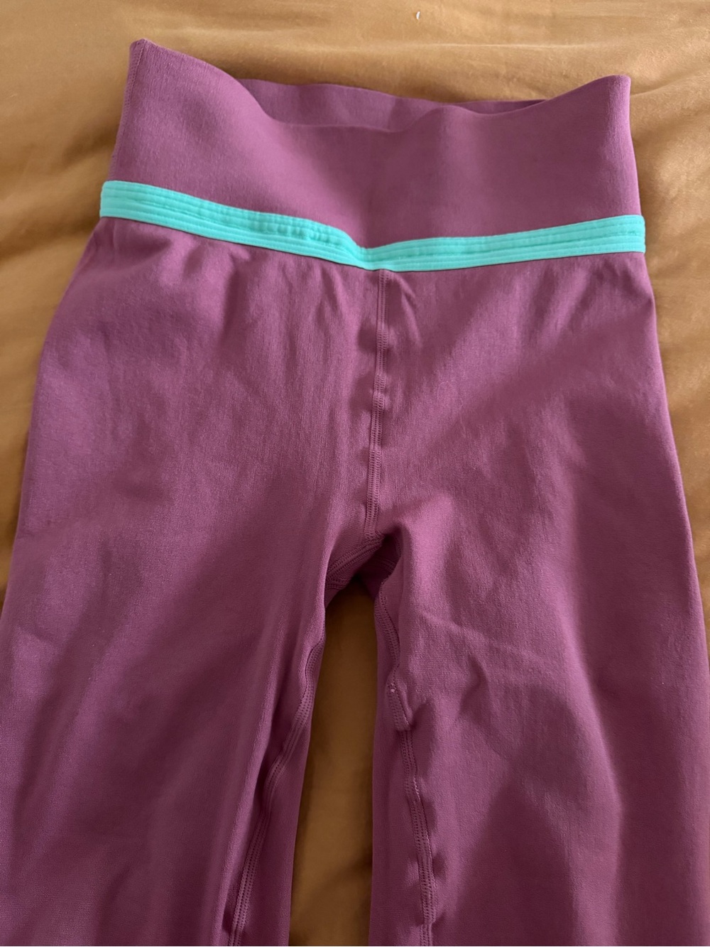 Mauve Active Leggings with Mint Waistband